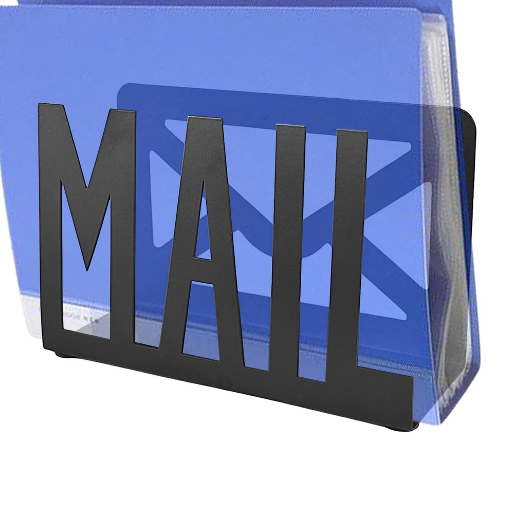 Desktop Mail Organizer with Metal Letter Rack