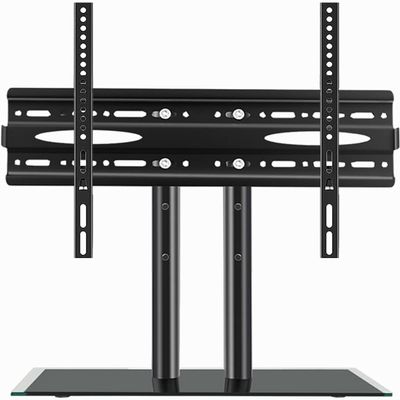 MOZ4dxy Desktop TV Stand, Universal TV Stand with Tempered Glass Base, Height-Adjustable TV Base for 40–65-Inch TVs