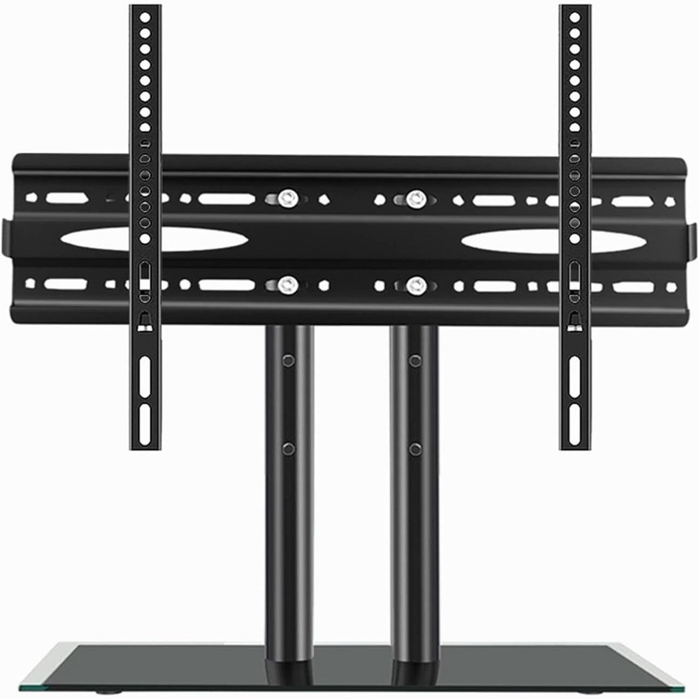MOZ4dxy Desktop TV Stand, Universal TV Stand with Tempered Glass Base, Height-Adjustable TV Base for 40–65-Inch TVs