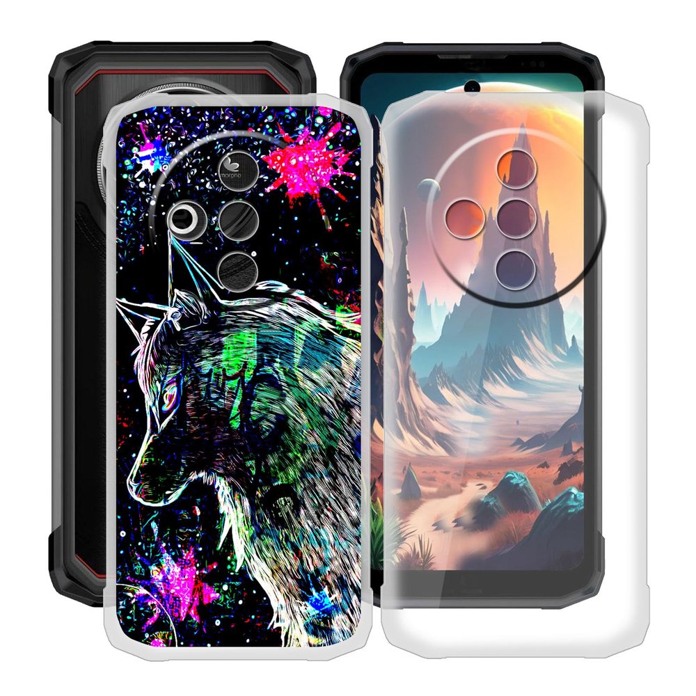 HGJTFANY Case for Doogee Fire 6 (6.56"), 2-Pack TPU Silicone Bumper Cases, Graffiti Beast