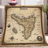 Blanket 180 x 220 cm, Soft Flannel Fleece Blanket with South China Sea Treasure Map Print, Brown view 2