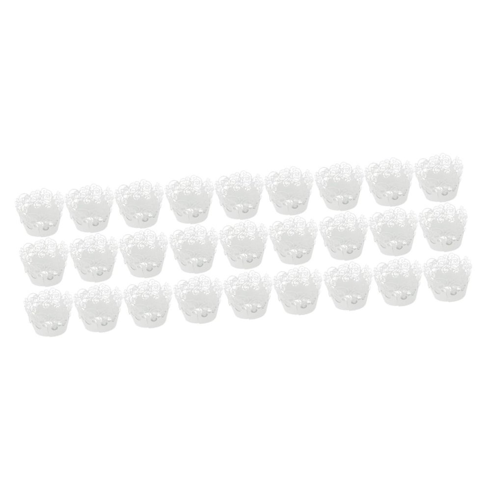 OKUMEYR 180-Piece White Cupcake Wrappers with Openwork Pattern