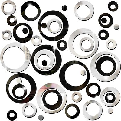OASISEN 72-Piece Acrylic Round Mirror Wall Stickers