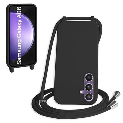 WenBaby Phone Necklace Case for Samsung Galaxy A06 with Strap, Black