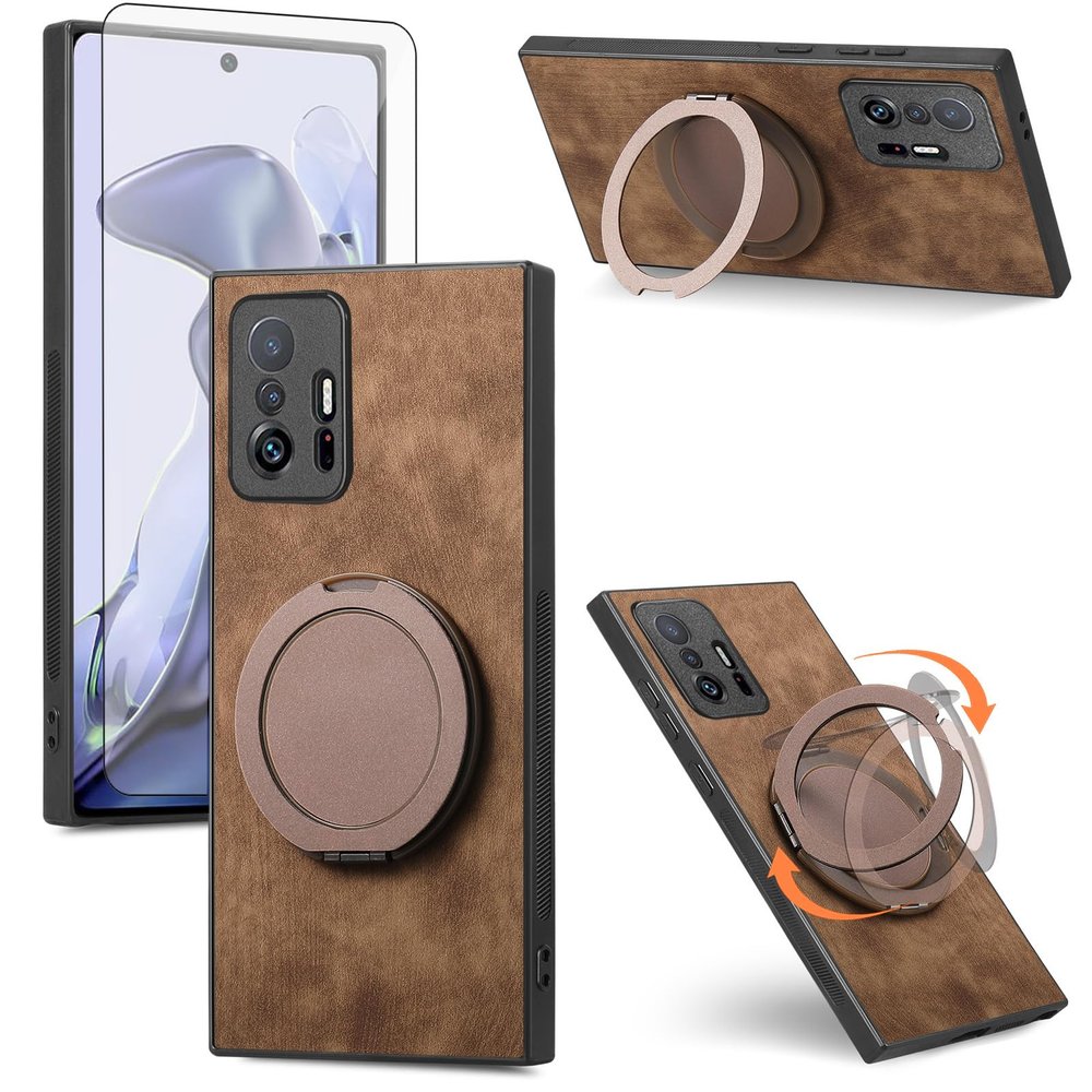 Asuwish Compatible with Xiaomi Mi 11T/Mi 11T Pro 5G Phone Case and Tempered Glass Screen Protector with Ring Holder, Stand, Silicone, Slim, Dustproof, Mi 11T Pro T11 G5, for Women and