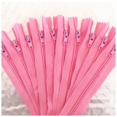 Nylon Zippers, 10-Pack, Assorted Nylon Zippers for Sewing and Crafts (Pink, 30 cm)