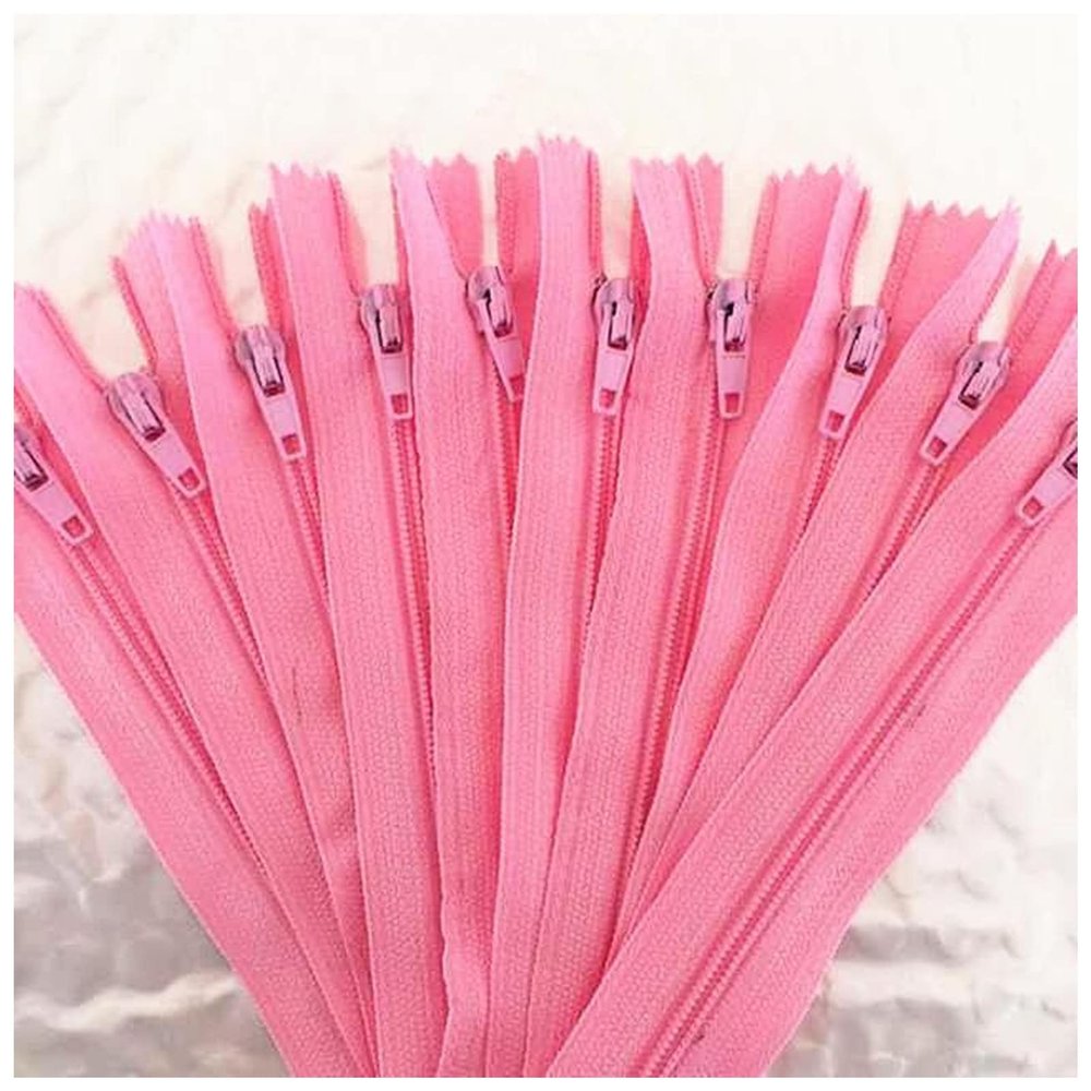 Nylon Zippers, 10-Pack, Assorted Nylon Zippers for Sewing and Crafts (Pink, 30 cm)
