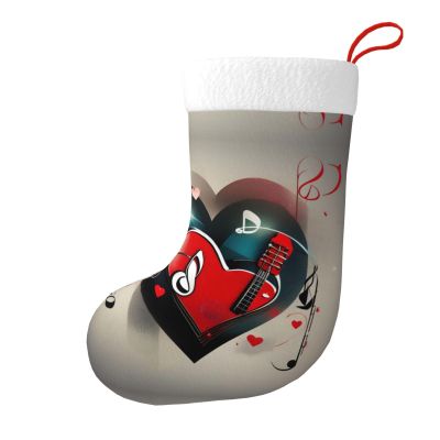 Lghdfyo Personalized Christmas Stocking with "Treble Love and Music" Text, Large Capacity, Indoor, Black, One Size