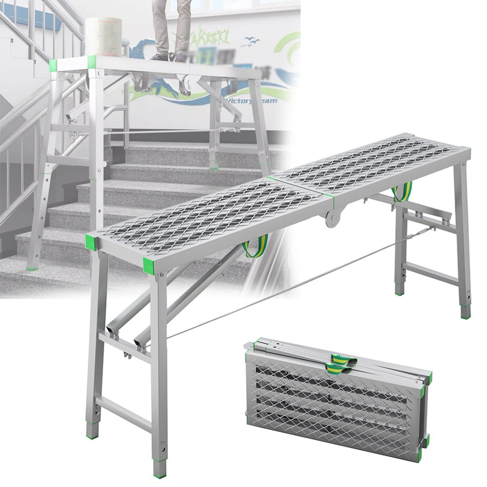 YUIIWKIUFWZ Multifunctional 5-Level Folding Scaffold, Ladder, Stool and Bench, Adjustable, 160 × 40 cm (200 × 40 cm)