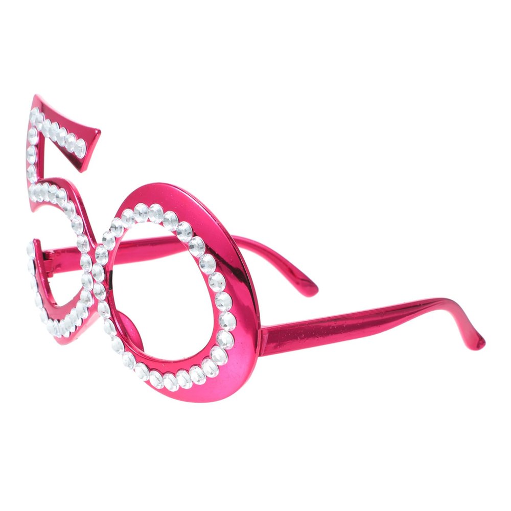 Funny Number 50 Glasses, Red Plastic, for Adults