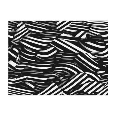 Cozy Flannel Blanket with Black and White Lines, Soft and Warm, Luxurious Texture, Versatile, XL