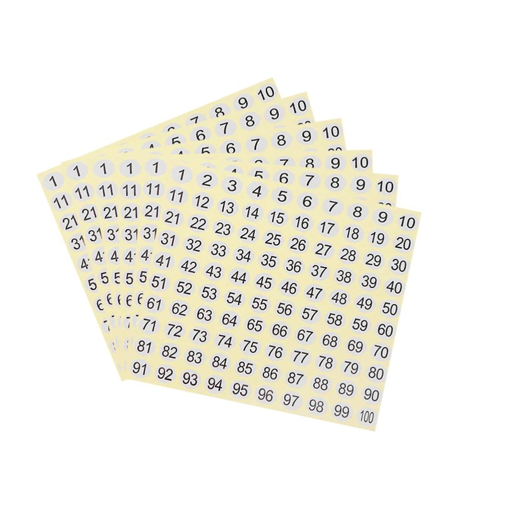 OFFSCH 20-Sheet Self-Adhesive Number Stickers, Round Paper Labels 1–100