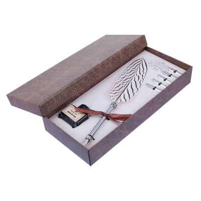 OFFSCH Antique Stainless Steel and Glass Dip Pen Set, 1 Set, Student