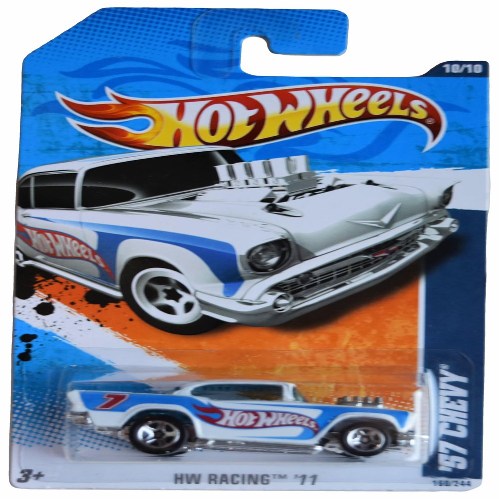 Hot Wheels '57 Chevy, HW Racing '11 10/10 [White/Blue] 160/244