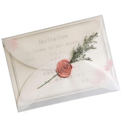 WENYOG Wedding Invitation Envelopes, 10 Transparent Vintage Envelopes, Translucent Blank Paper, 18 x 13 cm