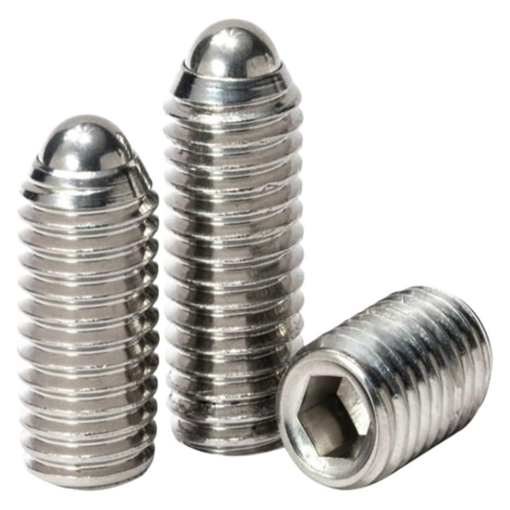3-Piece M6 Stainless Steel Hex Socket Ball Plunger Set Screws, 35 mm