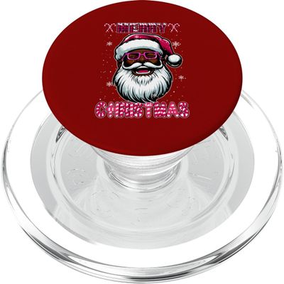 Merry Christmas Santa Afro Man Costume Pink Proud Black PopSockets PopGrip for MagSafe