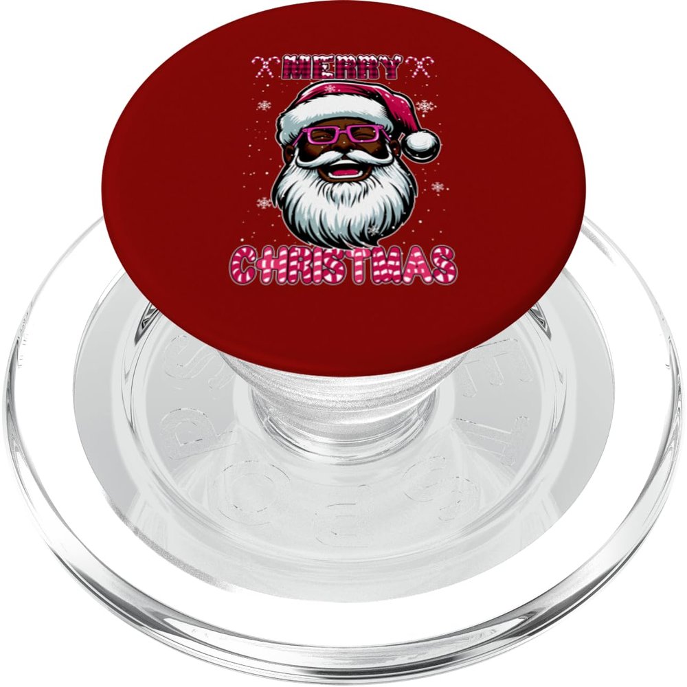 Merry Christmas Santa Afro Man Costume Pink Proud Black PopSockets PopGrip for MagSafe