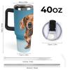 QWNMD 1.2 L Insulated Stainless Steel Travel Tumbler with Dachshund Print view 3