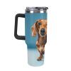 QWNMD 1.2 L Insulated Stainless Steel Travel Tumbler with Dachshund Print view 4