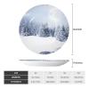 ESNAIUVCD Round Bone China Decorative Plate with Christmas Snow Print and Display Stand view 2