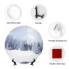 ESNAIUVCD Round Bone China Decorative Plate with Christmas Snow Print and Display Stand view 4