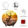 ESNAIUVCD Bone China Decorative Plate with Red Deer Design and Stand view 4