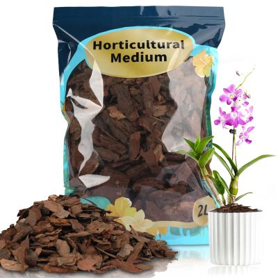 GOTVUGE Orchid Bark, Pine Bark for Plants, Natural Mulch for Potted Plants, Wood Chips for the Garden (2 L)