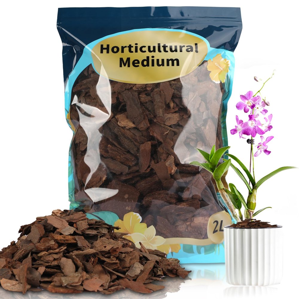 GOTVUGE Orchid Bark, Pine Bark for Plants, Natural Mulch for Potted Plants, Wood Chips for the Garden (2 L)