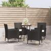Lauuoeriau Furniture Item Home Garden Bistro Set with Cushions, Black, Poly Rattan view 1