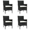 Lauuoeriau Furniture Item Home Garden Bistro Set with Cushions, Black, Poly Rattan view 4