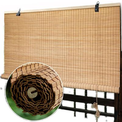 Retro Carbonized Bamboo Roman Blind, 95% Light Blocking, 120 x 145 cm