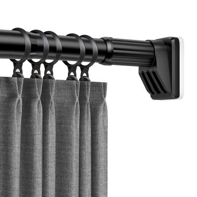 No-Drill Adjustable Shower Curtain Tension Rod, 40–490 cm, Black