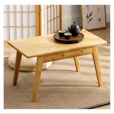 DXYOYONGOZ Japanese Coffee Table, Japanese Floor Table, Long Low Table with Bay Window, Waterproof Tabletop (Yellow, 70 x 40 x 31 cm)