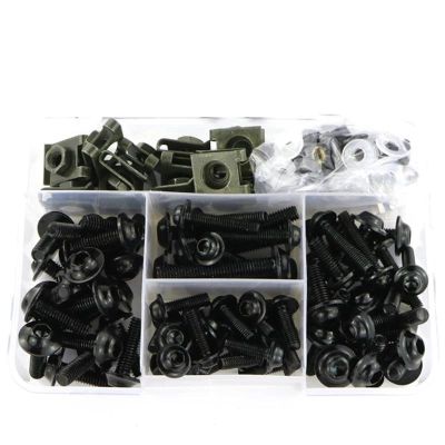 HZBHD Motorcycle Fairing Bolt and Nut Set for Ninja ZX-6R ZX10R ZX-14R ZZR1400 ZZR 600, Black