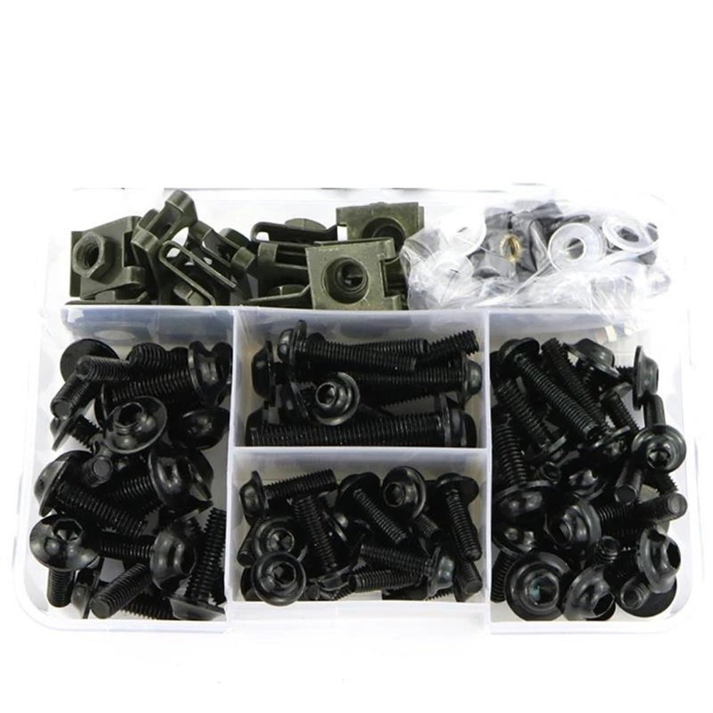 HZBHD Motorcycle Fairing Bolt and Nut Set for Ninja ZX-6R ZX10R ZX-14R ZZR1400 ZZR 600, Black