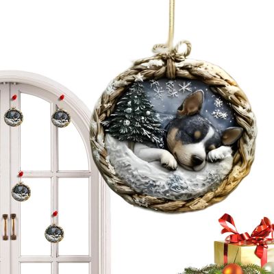 Dog Christmas Ornament, 2D Acrylic Tree Decor
