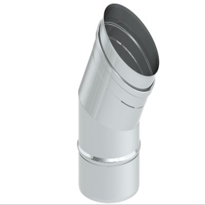 Single-Wall 30° Rigid Stainless Steel Chimney Elbow, 120 mm Diameter