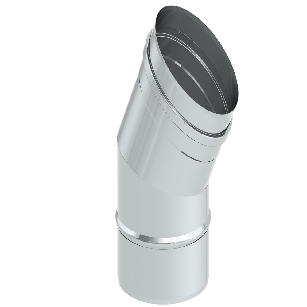 Single-Wall 30° Rigid Stainless Steel Chimney Elbow, 120 mm Diameter