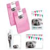 6 Cat-Themed Children's Birthday Invitations with Envelopes, Pink Party Bags, Stickers, Bookmarks and Notepads view 1