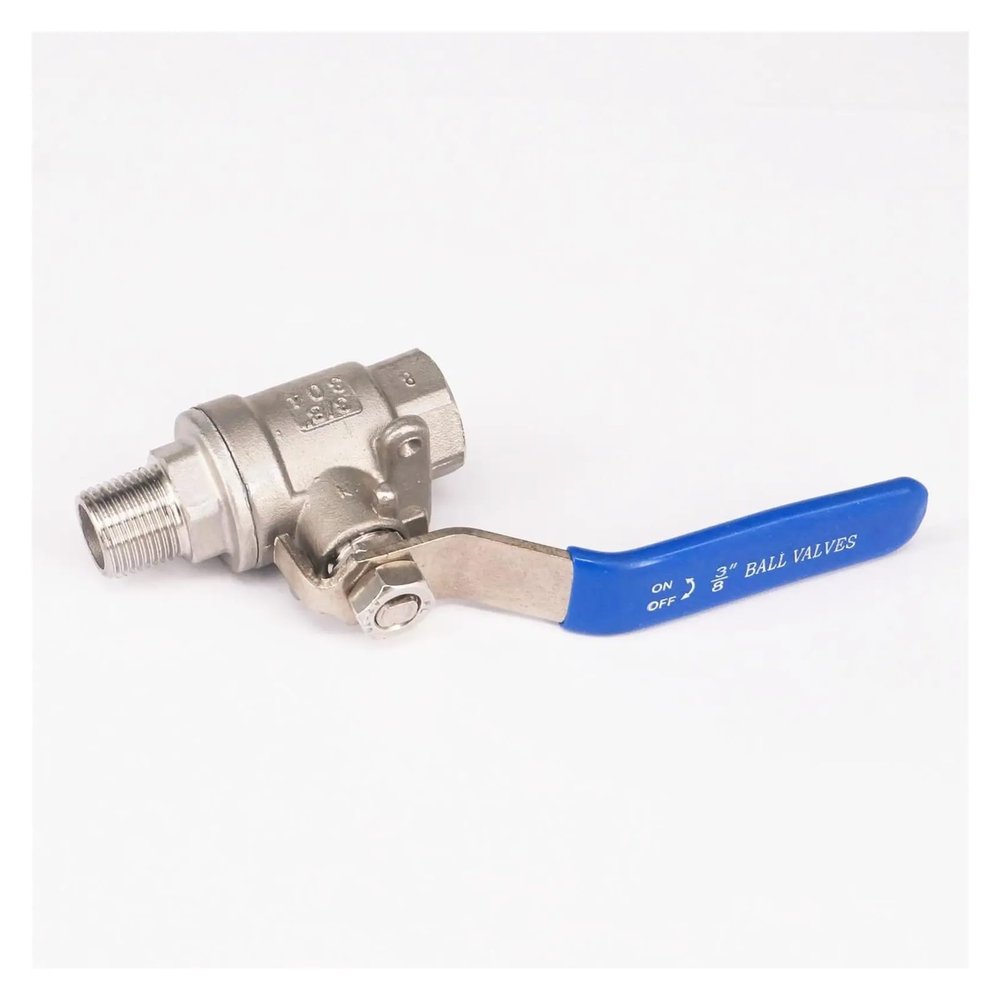 LTRAJUYNH 3/8" BSPT Female-to-Male 304 Stainless Steel 2-Piece Full-Port Ball Valve, 2.5 MPa
