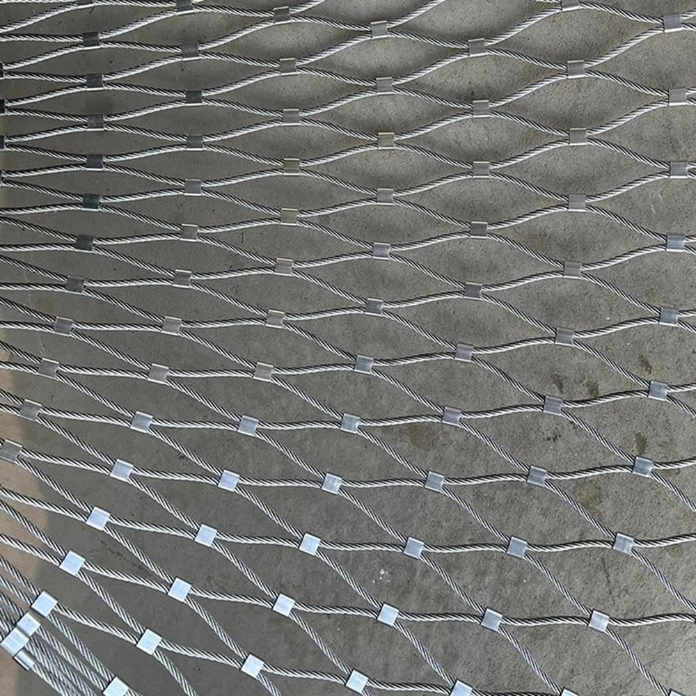 HEFJIAYCIQ 304 Stainless Steel Wire Rope Mesh, 8 cm Opening Flexible Barrier Netting, Silver, 3.0 mm, 2 x 6 m