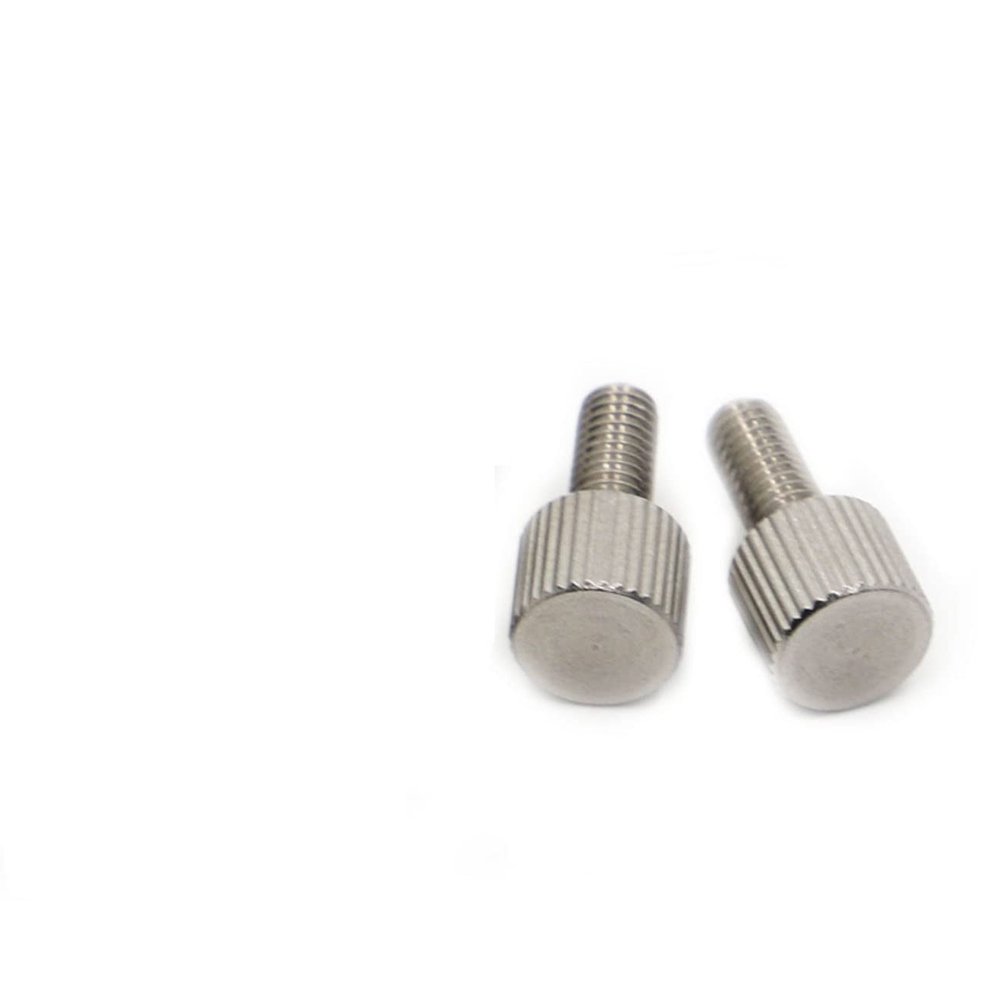 MIKFESPO M2 M2.5 M3 M4 M5 M6 304 Stainless Steel Flat Round-Head Knurled Screw, Tool-Free Adjustment (30 mm, M6, 2 pcs)