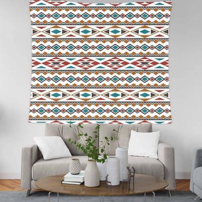 Homxi Geometric Blue and Orange Tapestry, 150 x 150 cm