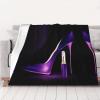 Elegant Purple High Heels and Lipstick Print Lightweight Blanket view 1