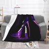 Elegant Purple High Heels and Lipstick Print Lightweight Blanket view 3