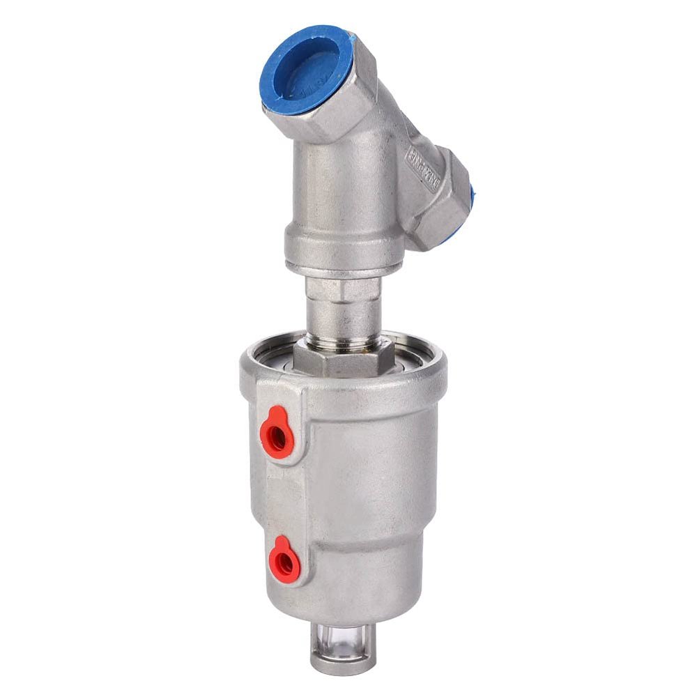 Stainless Steel Pneumatic Angle-Seat Valve DN15 with Visual Position Indicator, Low Air Consumption & Easy Installation for Steam and Pressure Systems