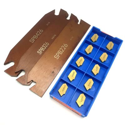 FSLMEIL CNC External Grooving Tool Holder, 10 Carbide Inserts