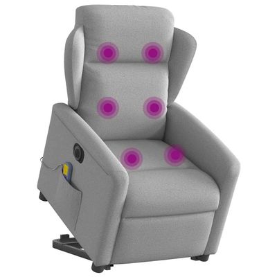 vidaXL Power Lift Massage Recliner, Cloud Gray Fabric