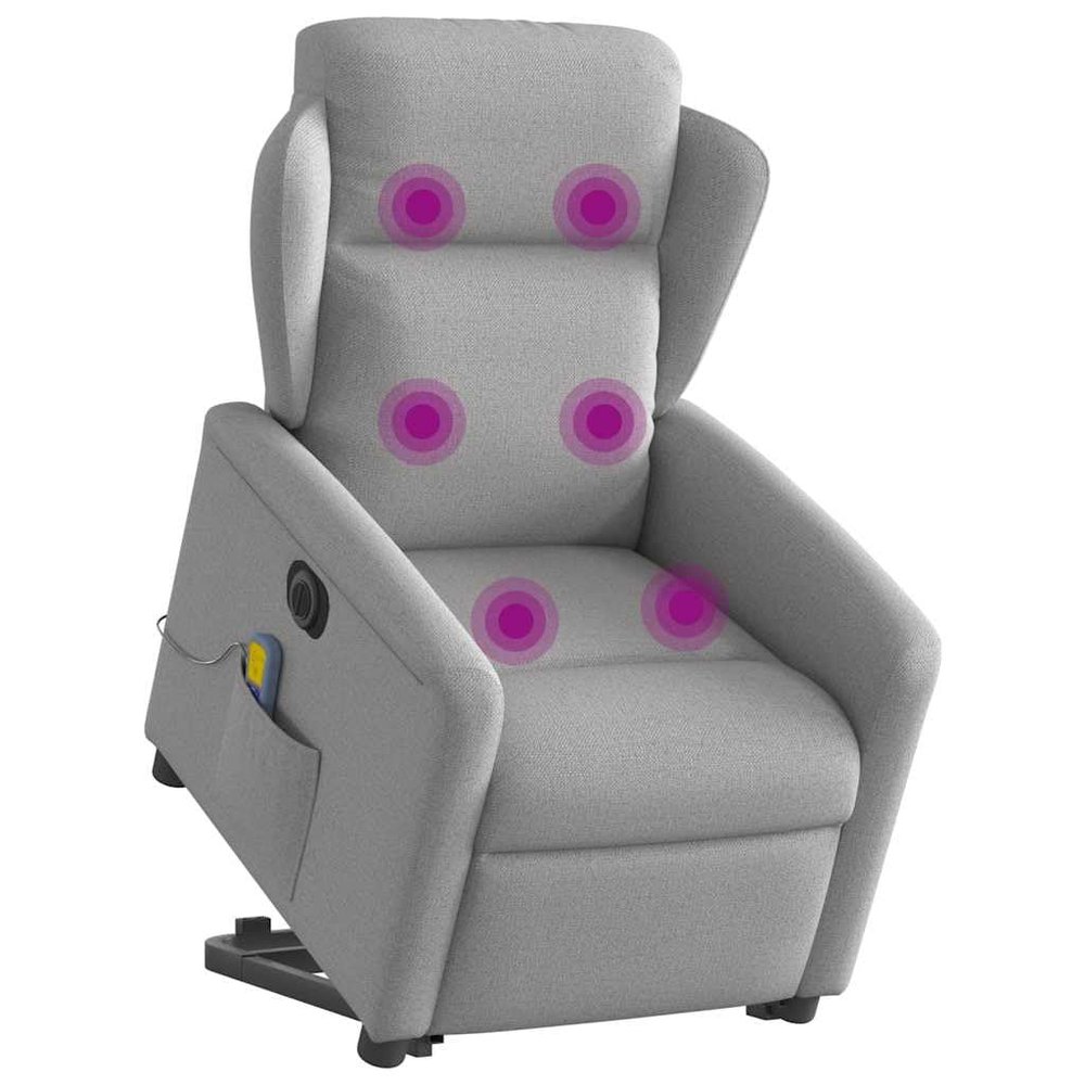 vidaXL Power Lift Massage Recliner, Cloud Gray Fabric